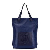ロエベ アナグラム トートバッグ ショルダーバッグ ネイビー レザー レディース LOEWE 【中古】